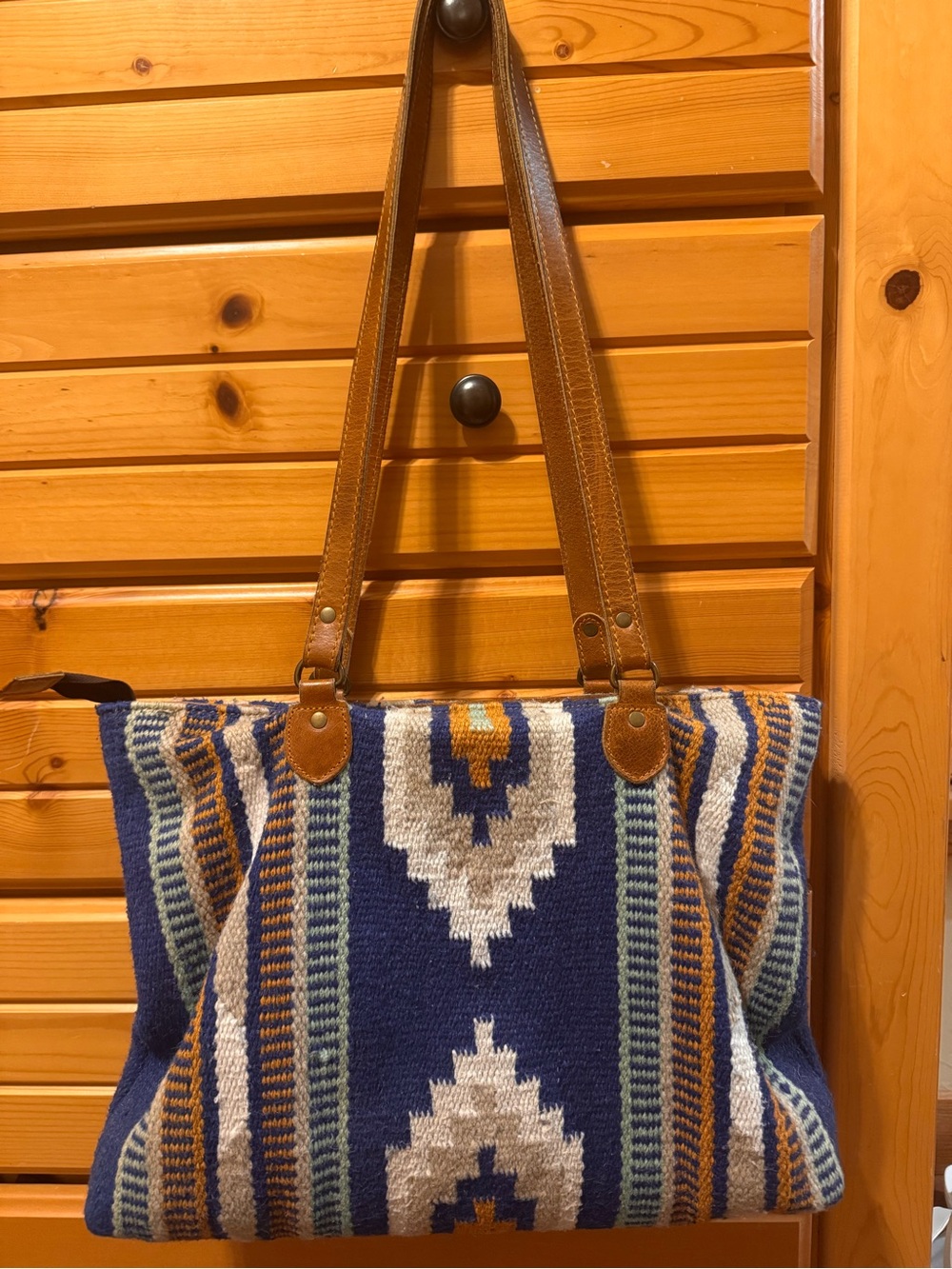 Ranch Junkie Saddle Blanket Tote with Real Leather Straps